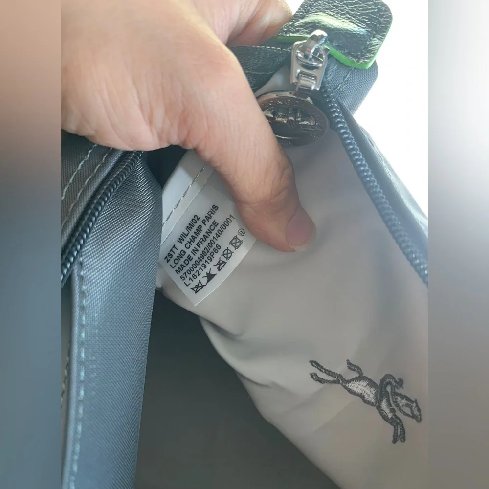 Le Pliage Green Recycled Canvas Top Handle Bag graphite color